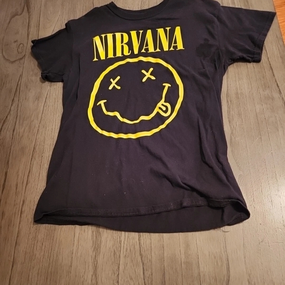 NIRVANA Black Tee with Yellow Graphic for Kids